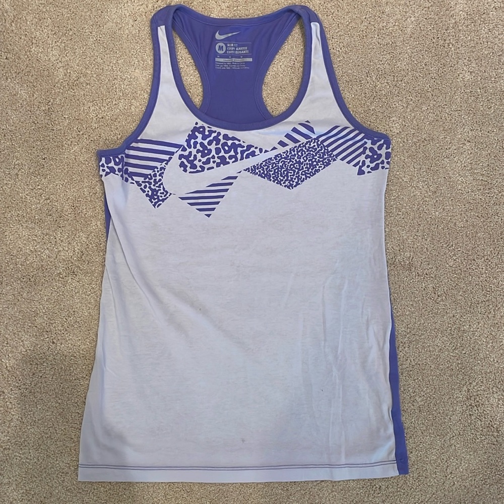 Nike women’s slim fit tank purple & light gray, size M
